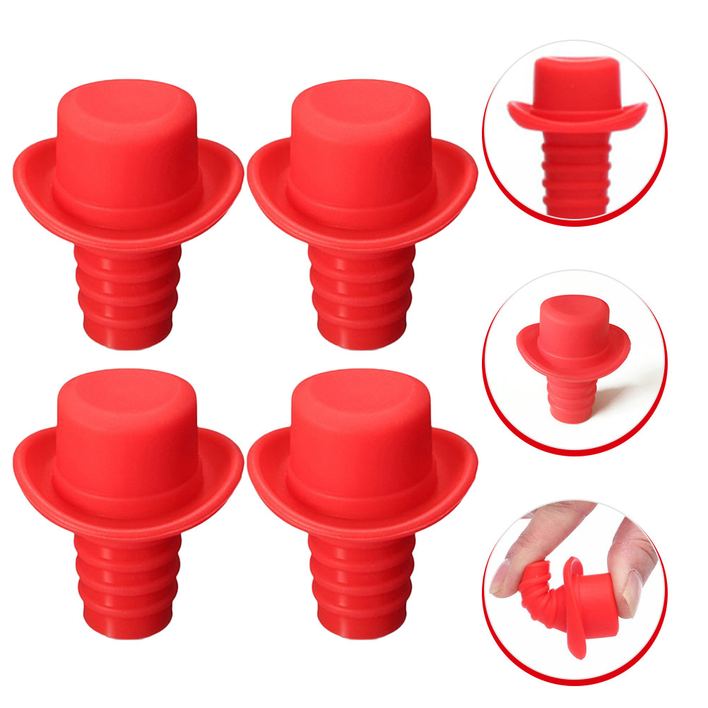 4Pcs Silicone Wine Bottle Stop - Wine Beer Hat recension och pris